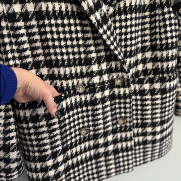 Ann Taylor Black & Ivory Houndstooth Relaxed Wool-Blend Jacket – Size S - Picture 8 of 12